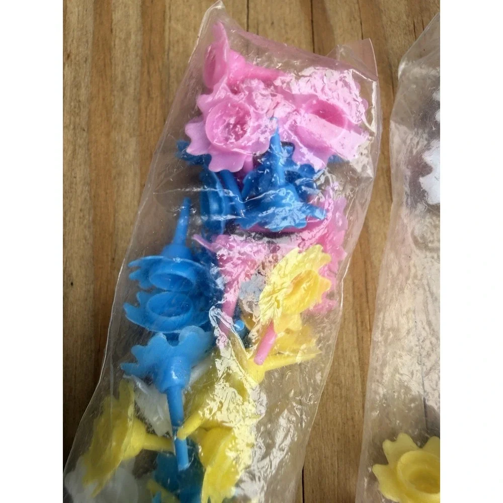 2 Vintage Cake Mate Birthday Flower Candle Holders Sets 1 Sealed 1 Open